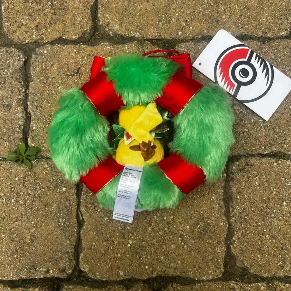 Pokemon Center Holiday Workshop Pikachu Christmas Wreath Plush 6 3/4”